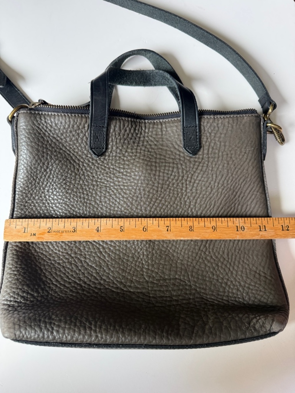 Madewell Pebbled Leather Transport Mini Convertible Shoulder Bag - Gray/Black - Picture 12 of 16